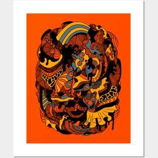 Orangrey Abstract Wave of Thoughts No 2 Posters and Art